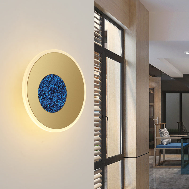 Blue Round Sconce Light Fixture Postmodern Acrylic LED Wall Light for Corridor, 8"/11" Dia Blue Clearhalo 'Modern wall lights' 'Modern' 'Wall Lamps & Sconces' 'Wall Lights' Lighting' 512585