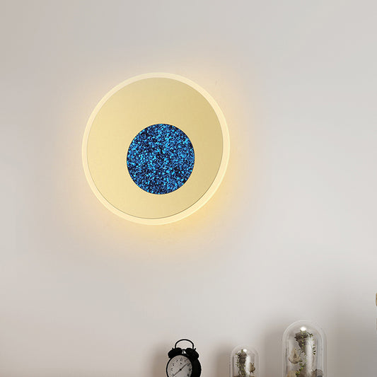 Blue Round Sconce Light Fixture Postmodern Acrylic LED Wall Light for Corridor, 8"/11" Dia Clearhalo 'Modern wall lights' 'Modern' 'Wall Lamps & Sconces' 'Wall Lights' Lighting' 512586