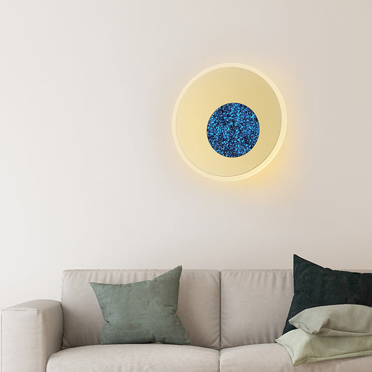 Blue Round Sconce Light Fixture Postmodern Acrylic LED Wall Light for Corridor, 8"/11" Dia Clearhalo 'Modern wall lights' 'Modern' 'Wall Lamps & Sconces' 'Wall Lights' Lighting' 512587