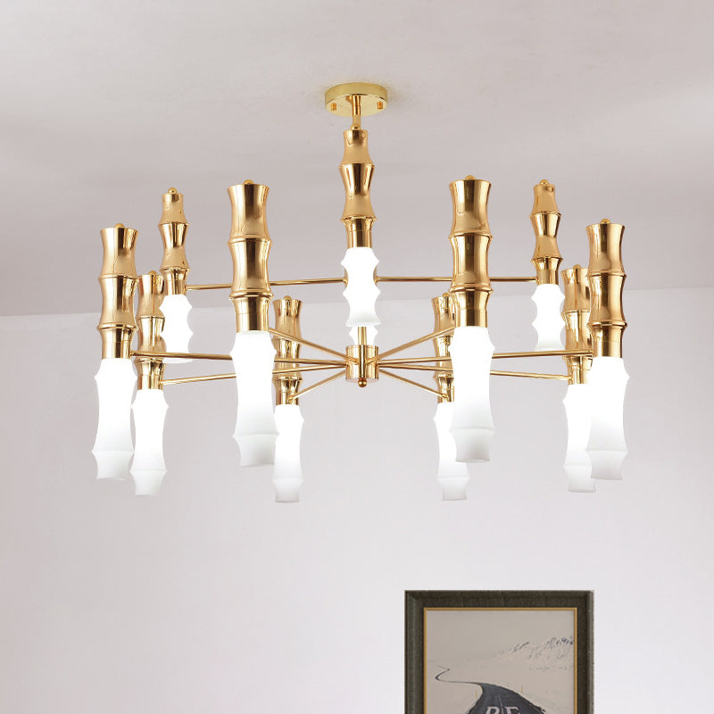 Bamboo Chandelier Lighting Post-Modern Metal 12 Heads Gold Hanging Lamp with Sputnik Design Clearhalo 'Ceiling Lights' 'Chandeliers' 'Glass shade' 'Glass' 'Modern Chandeliers' 'Modern' Lighting' 512607