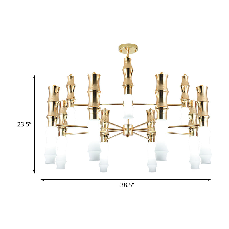 Bamboo Chandelier Lighting Post-Modern Metal 12 Heads Gold Hanging Lamp with Sputnik Design Clearhalo 'Ceiling Lights' 'Chandeliers' 'Glass shade' 'Glass' 'Modern Chandeliers' 'Modern' Lighting' 512610