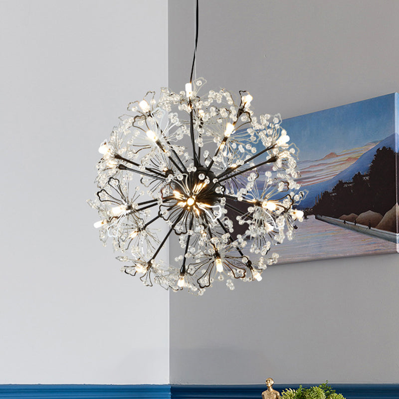 Metallic Dandelion Chandelier Pendant Light Contemporary 24 Lights Brass Hanging Ceiling Lamp Clearhalo 'Ceiling Lights' 'Chandeliers' 'Modern Chandeliers' 'Modern' Lighting' 512621