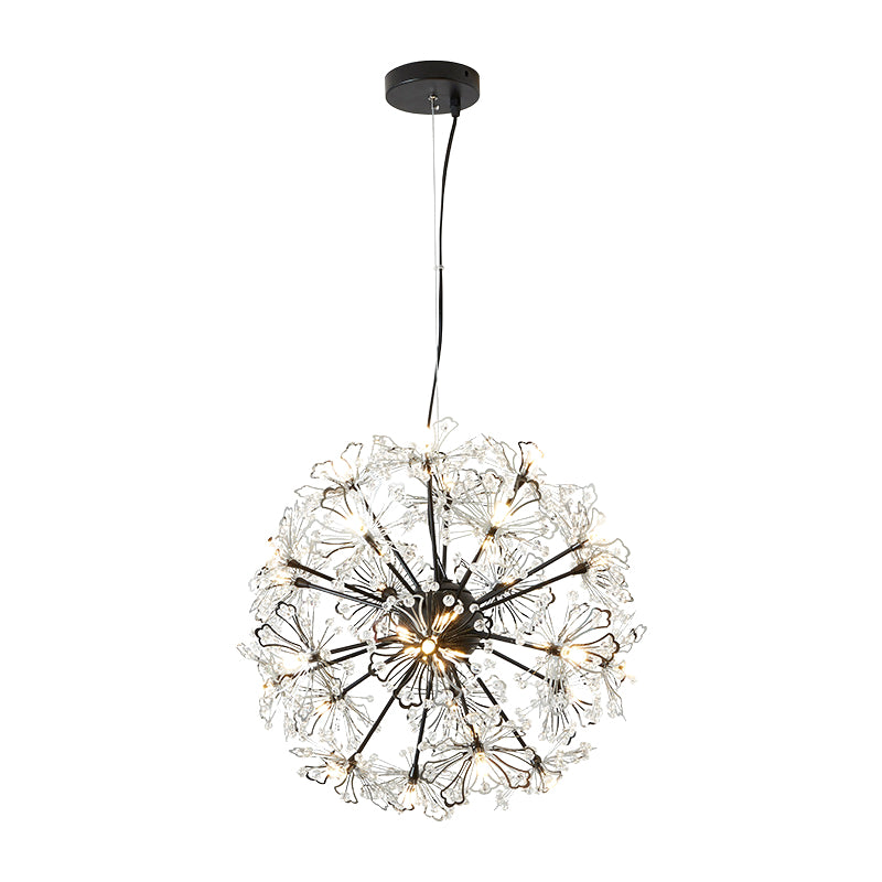 Metallic Dandelion Chandelier Pendant Light Contemporary 24 Lights Brass Hanging Ceiling Lamp Clearhalo 'Ceiling Lights' 'Chandeliers' 'Modern Chandeliers' 'Modern' Lighting' 512622