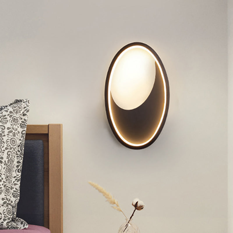 Oval Wall Sconce Light Modern Acrylic White/Black LED Wall Lamp in Warm/White Light for Bedroom Clearhalo 'Modern wall lights' 'Modern' 'Wall Lamps & Sconces' 'Wall Lights' Lighting' 512646