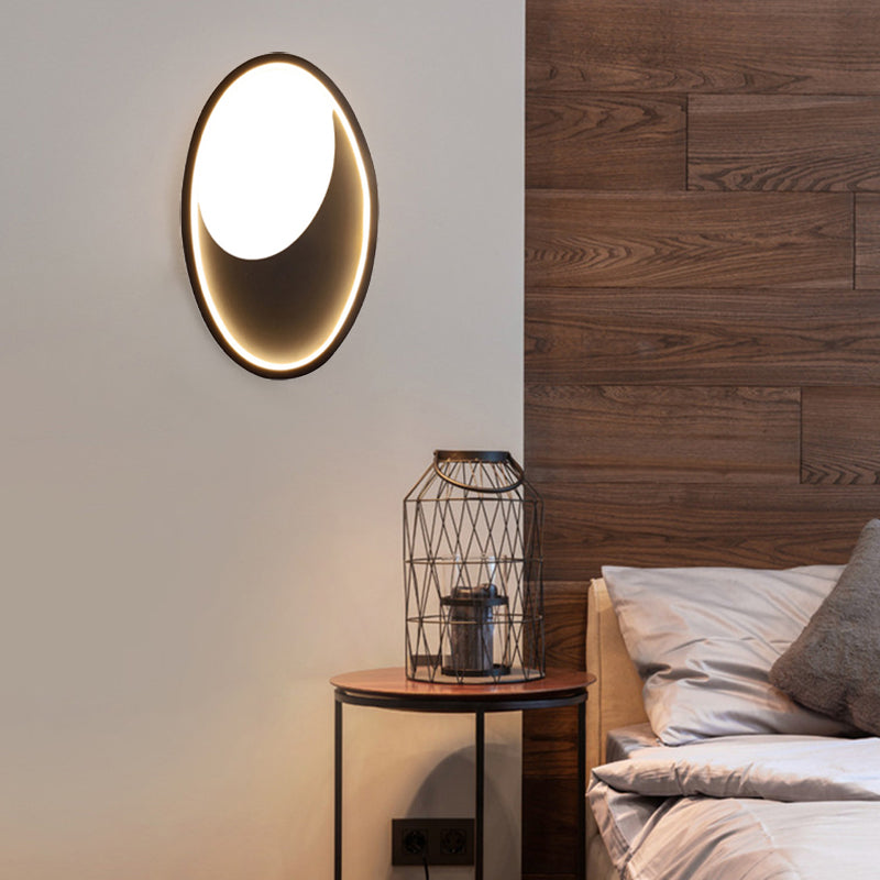 Oval Wall Sconce Light Modern Acrylic White/Black LED Wall Lamp in Warm/White Light for Bedroom Clearhalo 'Modern wall lights' 'Modern' 'Wall Lamps & Sconces' 'Wall Lights' Lighting' 512647