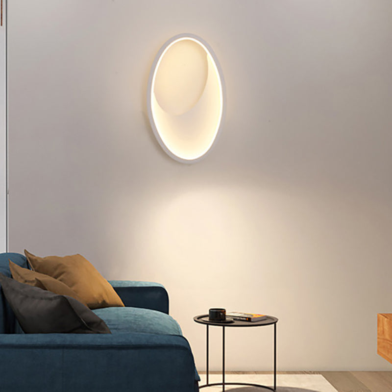 Oval Wall Sconce Light Modern Acrylic White/Black LED Wall Lamp in Warm/White Light for Bedroom White Clearhalo 'Modern wall lights' 'Modern' 'Wall Lamps & Sconces' 'Wall Lights' Lighting' 512649