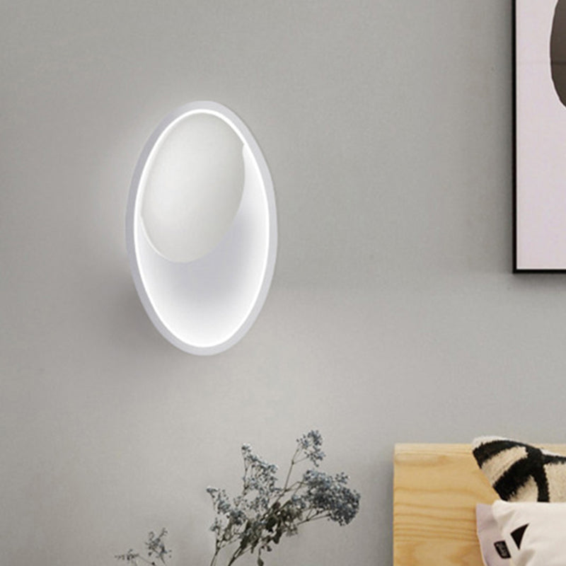 Oval Wall Sconce Light Modern Acrylic White/Black LED Wall Lamp in Warm/White Light for Bedroom Clearhalo 'Modern wall lights' 'Modern' 'Wall Lamps & Sconces' 'Wall Lights' Lighting' 512650