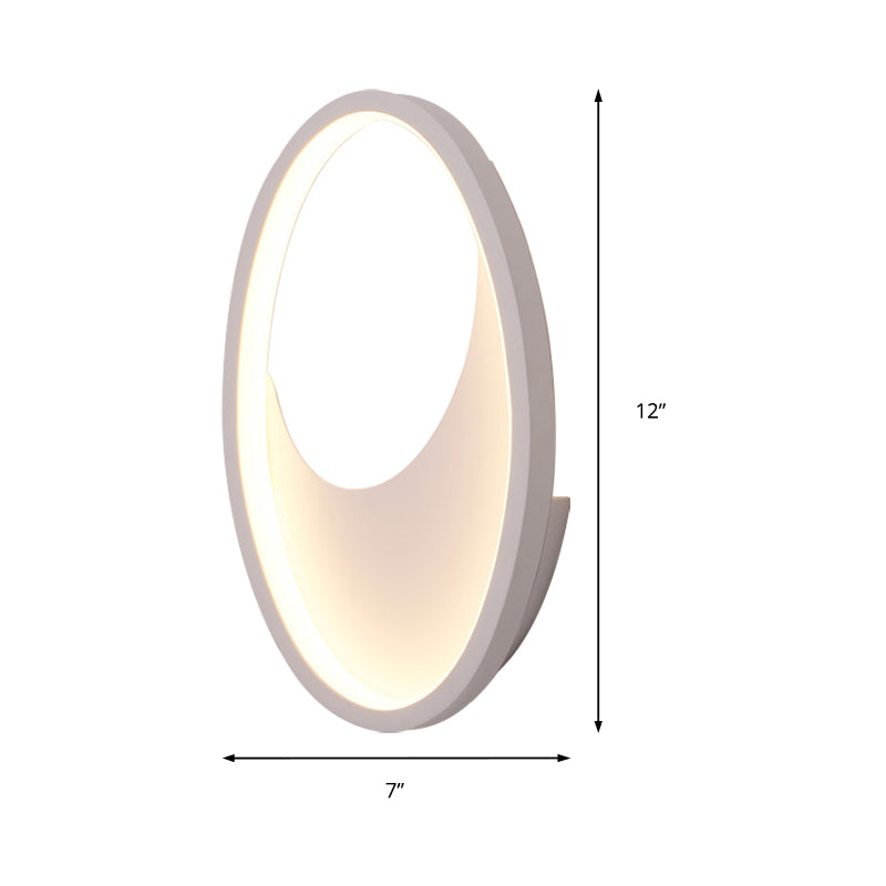 Oval Wall Sconce Light Modern Acrylic White/Black LED Wall Lamp in Warm/White Light for Bedroom Clearhalo 'Modern wall lights' 'Modern' 'Wall Lamps & Sconces' 'Wall Lights' Lighting' 512652