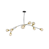 Globe Ceiling Chandelier Modernist Amber Glass 8-Head Black Linear Pendant Lamp for Living Room Clearhalo 'Ceiling Lights' 'Chandeliers' 'Close To Ceiling Lights' 'Glass shade' 'Glass' 'Modern Chandeliers' 'Modern' Lighting' 512656