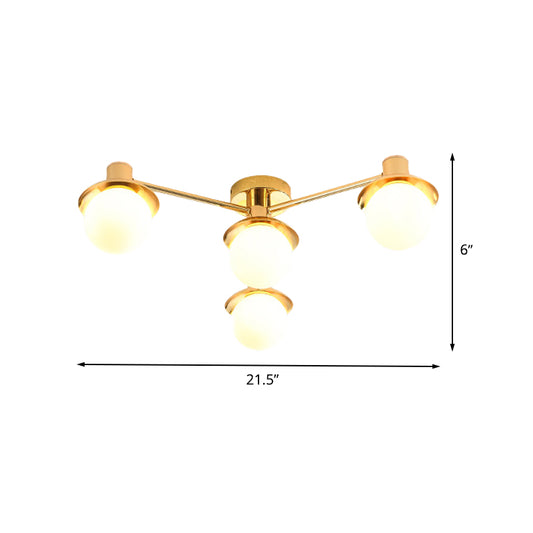 Radial Metal Flush Mounted Light Modernist 4 Lights Brass Finish Flushmount for Bedroom Clearhalo 'Ceiling Lights' 'Close To Ceiling Lights' 'Close to ceiling' 'Flush mount' Lighting' 512711