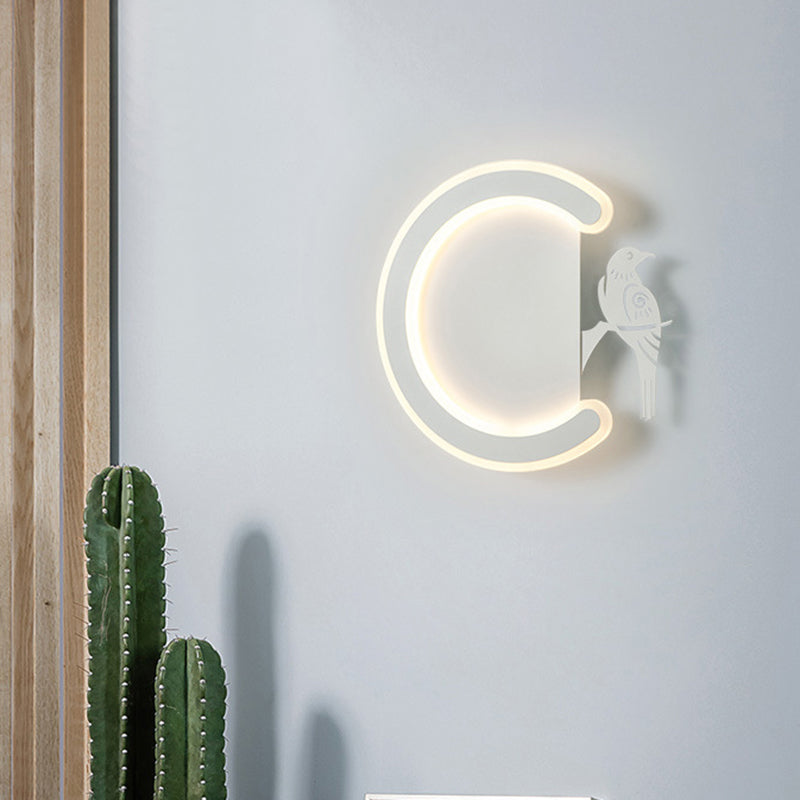 C-Shape and Bird toward Left/Right Acrylic Wall Sconce Light Contemporary White LED Wall Lamp in Warm/White Light Clearhalo 'Modern wall lights' 'Modern' 'Wall Lamps & Sconces' 'Wall Lights' Lighting' 512718