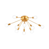 Brass Sputnik Flush Ceiling Light Modern 12-Light Metallic Semi Flush Lamp Fixture for Living Room Clearhalo 'Ceiling Lights' 'Close To Ceiling Lights' 'Close to ceiling' 'Glass shade' 'Glass' 'Semi-flushmount' Lighting' 512723