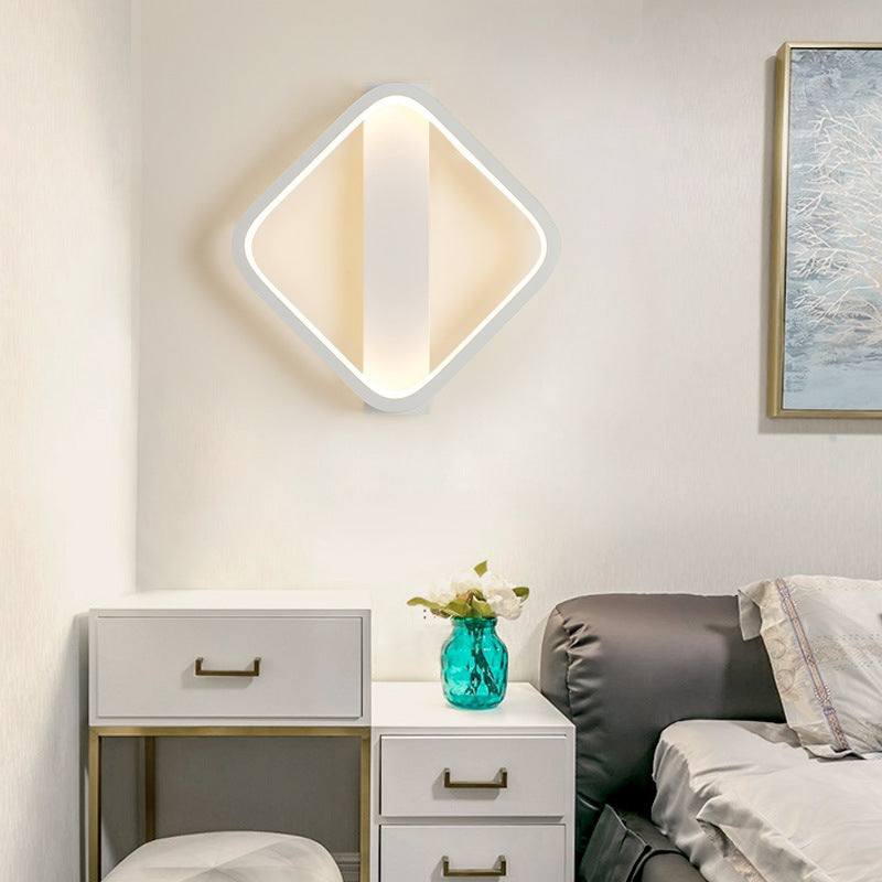 Simple Style LED Wall Sconce With Acrylic Shade White Round/Square Wall Mounted Light in Warm/White Light White Square Clearhalo 'Modern wall lights' 'Modern' 'Wall Lamps & Sconces' 'Wall Lights' Lighting' 512748