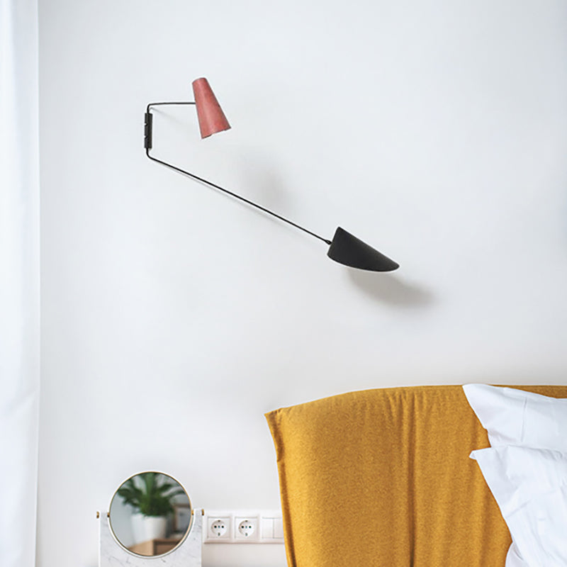 Cone and Duckbill Wall Sconce Macaron 1 Light Living Room Wall Mount Light with Black Rod Clearhalo 'Cast Iron' 'Glass' 'Industrial' 'Modern wall lights' 'Modern' 'Tiffany' 'Traditional wall lights' 'Wall Lamps & Sconces' 'Wall Lights' Lighting' 512766
