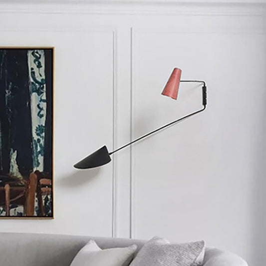 Cone and Duckbill Wall Sconce Macaron 1 Light Living Room Wall Mount Light with Black Rod Clearhalo 'Cast Iron' 'Glass' 'Industrial' 'Modern wall lights' 'Modern' 'Tiffany' 'Traditional wall lights' 'Wall Lamps & Sconces' 'Wall Lights' Lighting' 512767
