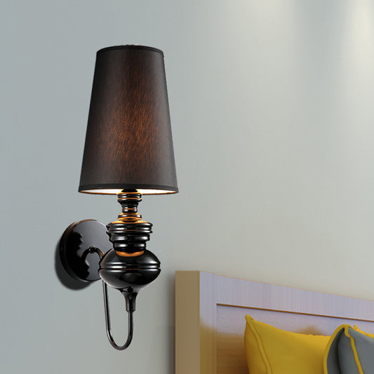 Fabric Barrel Wall Mount Light Contemporary 1 Light Black/Silver/White Sconce Light for Bedroom Clearhalo 'Modern wall lights' 'Modern' 'Wall Lamps & Sconces' 'Wall Lights' Lighting' 512779