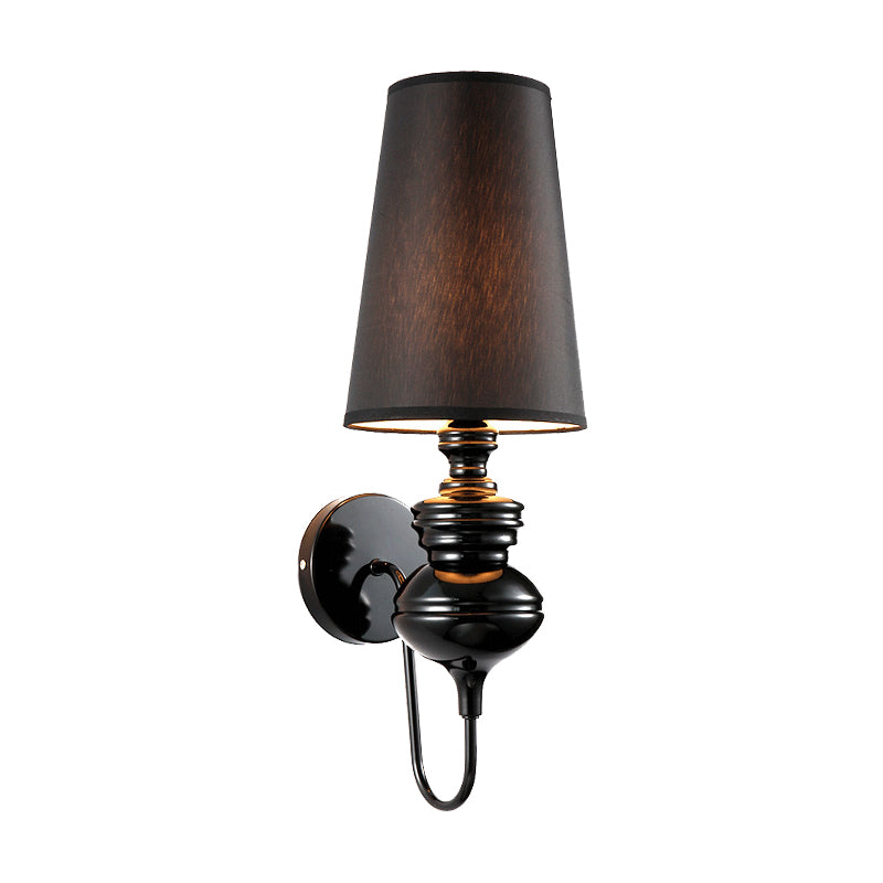 Fabric Barrel Wall Mount Light Contemporary 1 Light Black/Silver/White Sconce Light for Bedroom Clearhalo 'Modern wall lights' 'Modern' 'Wall Lamps & Sconces' 'Wall Lights' Lighting' 512780