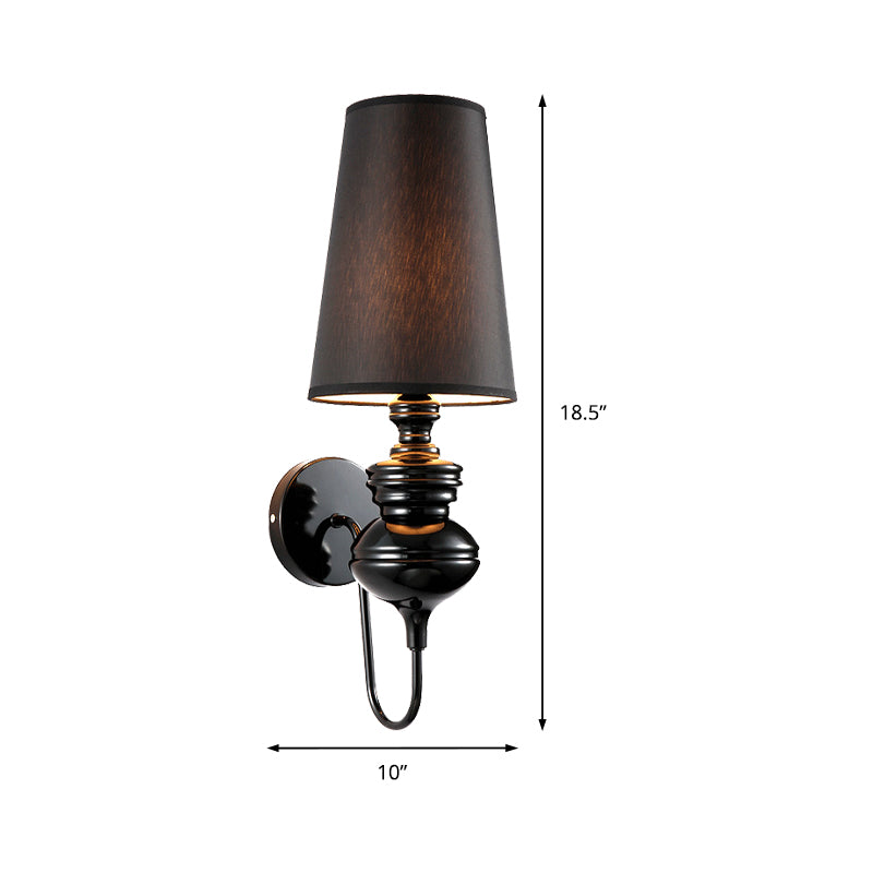 Fabric Barrel Wall Mount Light Contemporary 1 Light Black/Silver/White Sconce Light for Bedroom Clearhalo 'Modern wall lights' 'Modern' 'Wall Lamps & Sconces' 'Wall Lights' Lighting' 512781