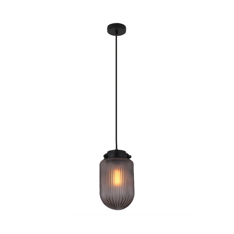 Modern Capsule Pendant Light Smoke Gray/White Prismatic Glass 1 Light Ceiling Light for Kitchen Island Clearhalo 'Ceiling Lights' 'Modern Pendants' 'Modern' 'Pendant Lights' 'Pendants' Lighting' 512798