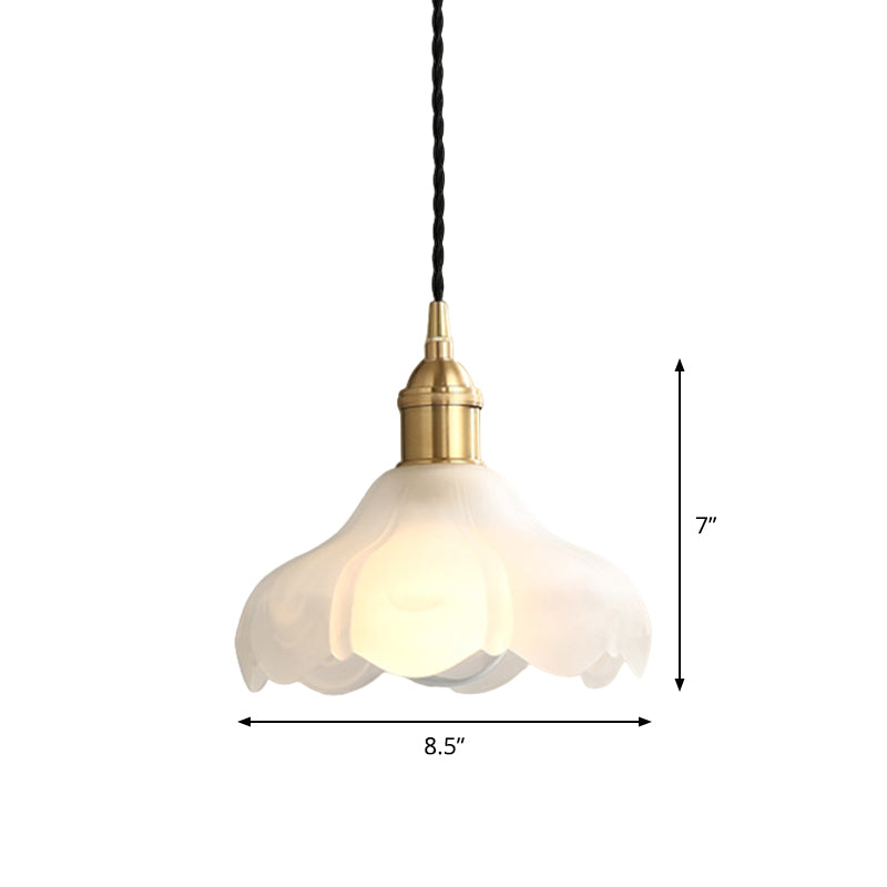 Frosted Glass Scalloped Hanging Light Kit Modernism 1 Light White Pendant Light Fixture Clearhalo 'Ceiling Lights' 'Glass shade' 'Glass' 'Modern Pendants' 'Modern' 'Pendant Lights' 'Pendants' Lighting' 512818