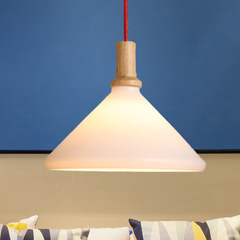 Nordic Conical Pendant Ceiling Light Frosted Glass 1 Light White Dining Room Hanging Light White Clearhalo 'Ceiling Lights' 'Glass shade' 'Glass' 'Modern Pendants' 'Modern' 'Pendant Lights' 'Pendants' Lighting' 512839