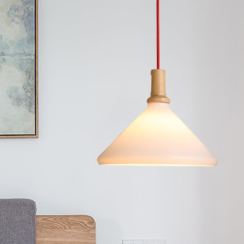 Nordic Conical Pendant Ceiling Light Frosted Glass 1 Light White Dining Room Hanging Light Clearhalo 'Ceiling Lights' 'Glass shade' 'Glass' 'Modern Pendants' 'Modern' 'Pendant Lights' 'Pendants' Lighting' 512841