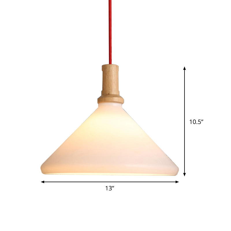 Nordic Conical Pendant Ceiling Light Frosted Glass 1 Light White Dining Room Hanging Light Clearhalo 'Ceiling Lights' 'Glass shade' 'Glass' 'Modern Pendants' 'Modern' 'Pendant Lights' 'Pendants' Lighting' 512843