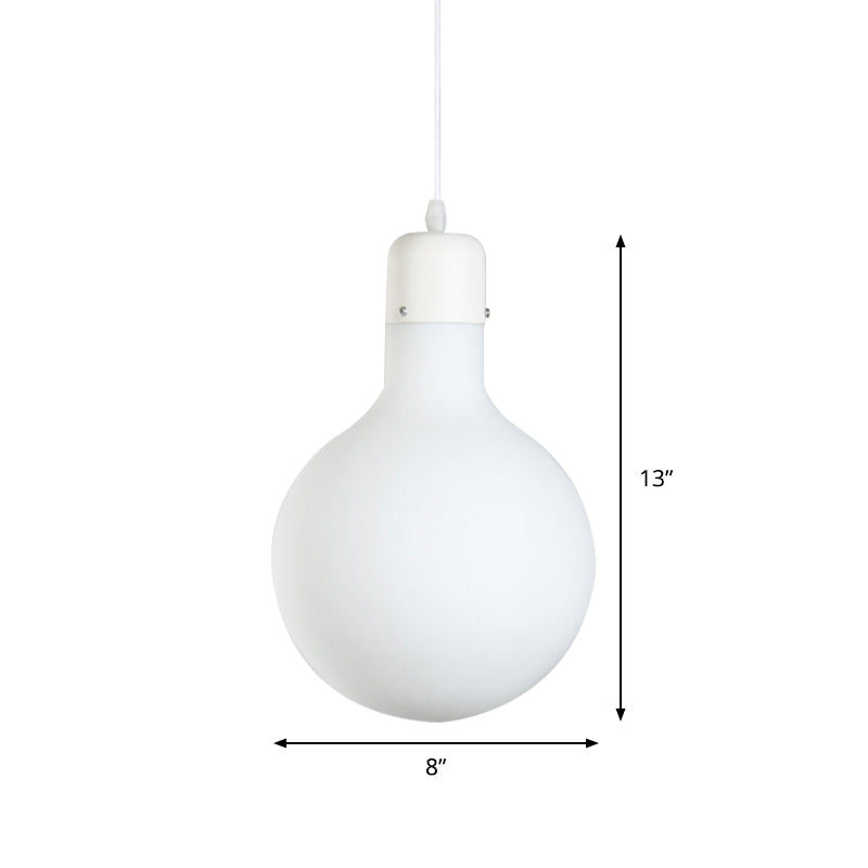 1 Light Dining Room Pendant Light Simple White Suspension Light with Cone/Globe/Cylinder Glass Design Clearhalo 'Ceiling Lights' 'Glass shade' 'Glass' 'Modern Pendants' 'Modern' 'Pendant Lights' 'Pendants' Lighting' 512867