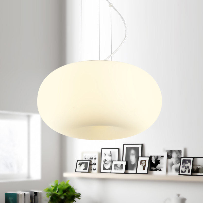 White Glass Doughnut Ceiling Pendant Light Simple Style 1 Light Hanging Light Kit, 11"/14.5"/18" Wide Clearhalo 'Ceiling Lights' 'Glass shade' 'Glass' 'Modern Pendants' 'Modern' 'Pendant Lights' 'Pendants' Lighting' 512878