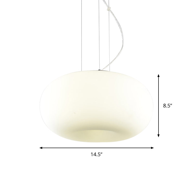 White Glass Doughnut Ceiling Pendant Light Simple Style 1 Light Hanging Light Kit, 11"/14.5"/18" Wide Clearhalo 'Ceiling Lights' 'Glass shade' 'Glass' 'Modern Pendants' 'Modern' 'Pendant Lights' 'Pendants' Lighting' 512881