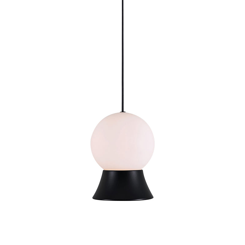 White Glass Globe Hanging Light Kit Postmodern 1 Light Pendant Light with Gold/Black Metal Shade Clearhalo 'Ceiling Lights' 'Glass shade' 'Glass' 'Modern Pendants' 'Modern' 'Pendant Lights' 'Pendants' Lighting' 512938