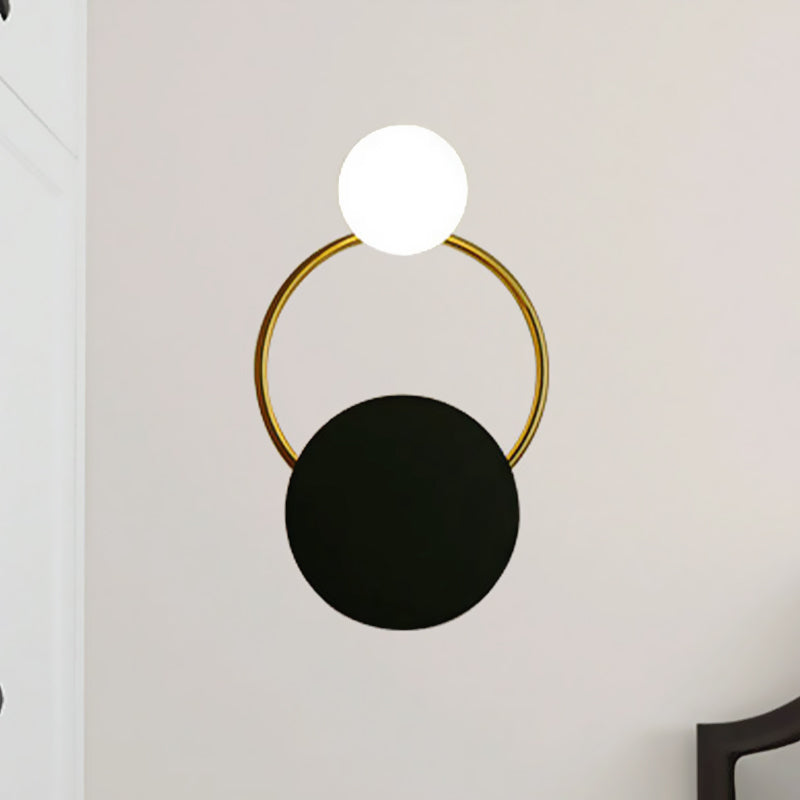 Black and Gold Round Wall Lighting Modern 1-Light Metallic Wall Mount Sconce for Bedside Clearhalo 'Cast Iron' 'Glass' 'Industrial' 'Modern wall lights' 'Modern' 'Tiffany' 'Traditional wall lights' 'Wall Lamps & Sconces' 'Wall Lights' Lighting' 512965