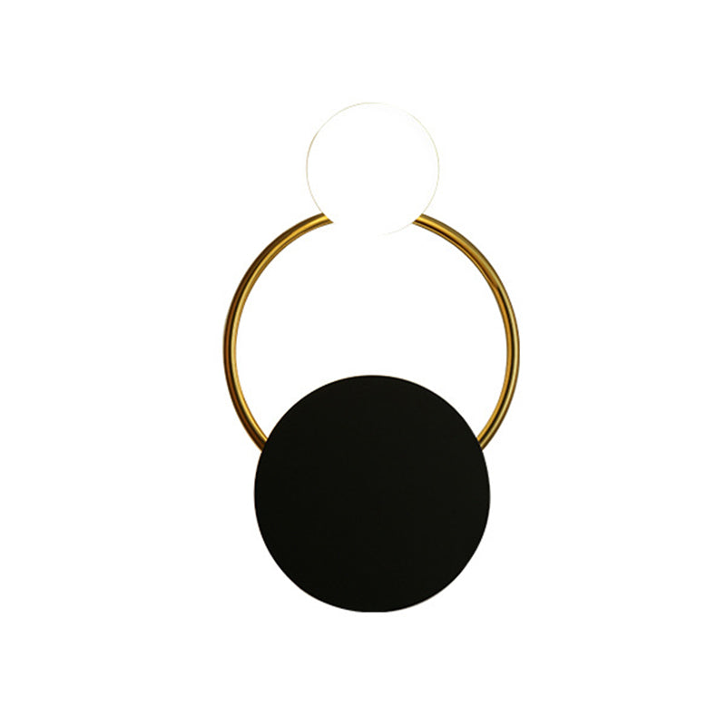 Black and Gold Round Wall Lighting Modern 1-Light Metallic Wall Mount Sconce for Bedside Clearhalo 'Cast Iron' 'Glass' 'Industrial' 'Modern wall lights' 'Modern' 'Tiffany' 'Traditional wall lights' 'Wall Lamps & Sconces' 'Wall Lights' Lighting' 512967