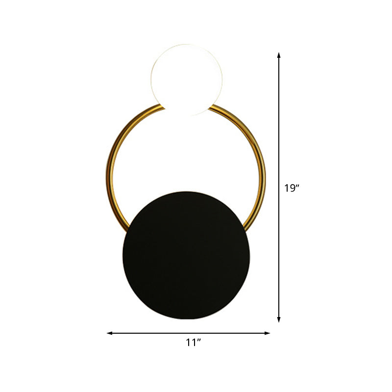 Black and Gold Round Wall Lighting Modern 1-Light Metallic Wall Mount Sconce for Bedside Clearhalo 'Cast Iron' 'Glass' 'Industrial' 'Modern wall lights' 'Modern' 'Tiffany' 'Traditional wall lights' 'Wall Lamps & Sconces' 'Wall Lights' Lighting' 512968