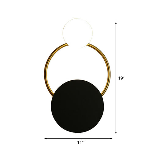 Black and Gold Round Wall Lighting Modern 1-Light Metallic Wall Mount Sconce for Bedside Clearhalo 'Cast Iron' 'Glass' 'Industrial' 'Modern wall lights' 'Modern' 'Tiffany' 'Traditional wall lights' 'Wall Lamps & Sconces' 'Wall Lights' Lighting' 512968