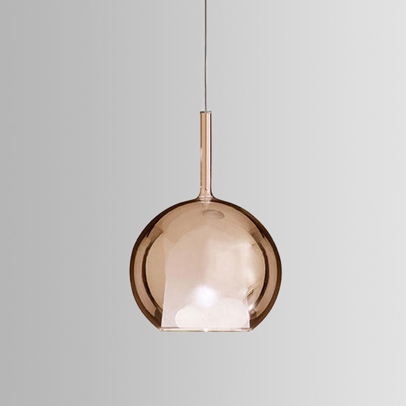 Globe Pendant Light Fixture Contemporary Cognac Glass 1 Light Dining Room Hanging Light Kit, 6"/8"/10" Wide Clearhalo 'Ceiling Lights' 'Glass shade' 'Glass' 'Modern Pendants' 'Modern' 'Pendant Lights' 'Pendants' Lighting' 513017