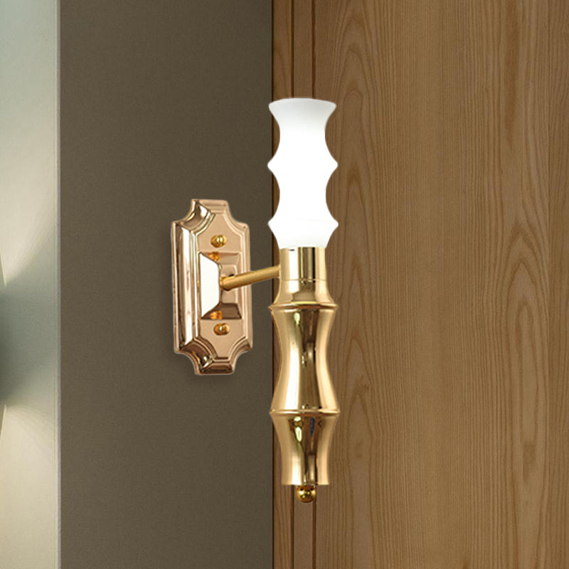 Post-Modern Bamboo Sconce Metal 1 Light Living Room Sconce Lighting Fixture in Brass Clearhalo 'Cast Iron' 'Glass' 'Industrial' 'Modern wall lights' 'Modern' 'Tiffany' 'Traditional wall lights' 'Wall Lamps & Sconces' 'Wall Lights' Lighting' 513022