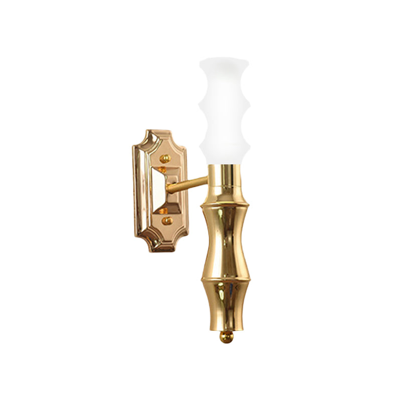 Post-Modern Bamboo Sconce Metal 1 Light Living Room Sconce Lighting Fixture in Brass Clearhalo 'Cast Iron' 'Glass' 'Industrial' 'Modern wall lights' 'Modern' 'Tiffany' 'Traditional wall lights' 'Wall Lamps & Sconces' 'Wall Lights' Lighting' 513023