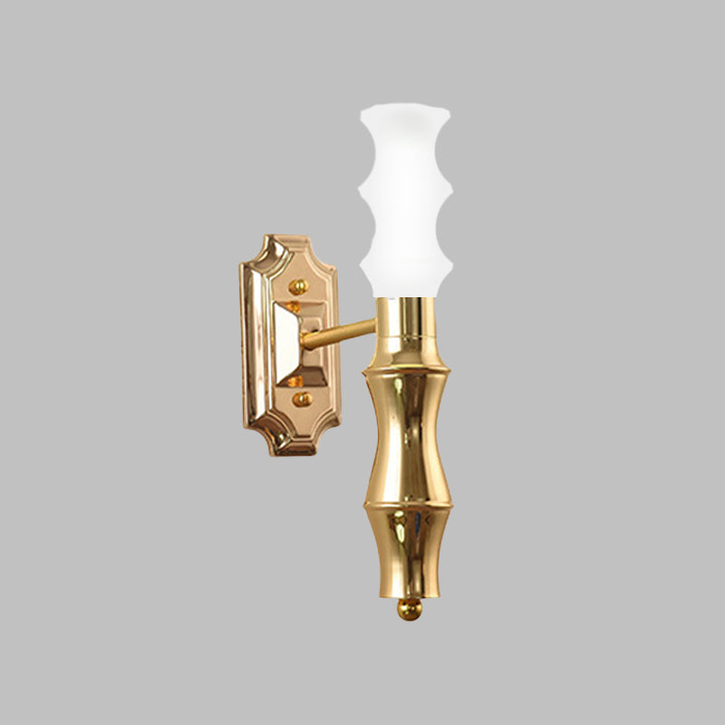 Post-Modern Bamboo Sconce Metal 1 Light Living Room Sconce Lighting Fixture in Brass Clearhalo 'Cast Iron' 'Glass' 'Industrial' 'Modern wall lights' 'Modern' 'Tiffany' 'Traditional wall lights' 'Wall Lamps & Sconces' 'Wall Lights' Lighting' 513024