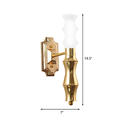 Post-Modern Bamboo Sconce Metal 1 Light Living Room Sconce Lighting Fixture in Brass Clearhalo 'Cast Iron' 'Glass' 'Industrial' 'Modern wall lights' 'Modern' 'Tiffany' 'Traditional wall lights' 'Wall Lamps & Sconces' 'Wall Lights' Lighting' 513025