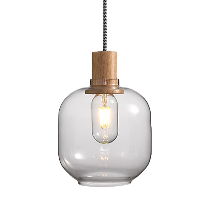 Jar Hanging Light Fixture Nordic 1 Light Clear Glass Bedroom Hanging Light Kit, 5"/6" Wide Clearhalo 'Ceiling Lights' 'Glass shade' 'Glass' 'Modern Pendants' 'Modern' 'Pendant Lights' 'Pendants' Lighting' 513028