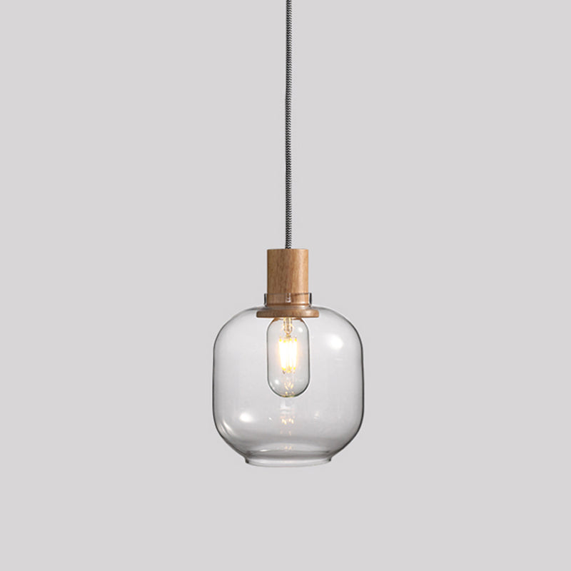 Jar Hanging Light Fixture Nordic 1 Light Clear Glass Bedroom Hanging Light Kit, 5"/6" Wide Clearhalo 'Ceiling Lights' 'Glass shade' 'Glass' 'Modern Pendants' 'Modern' 'Pendant Lights' 'Pendants' Lighting' 513029