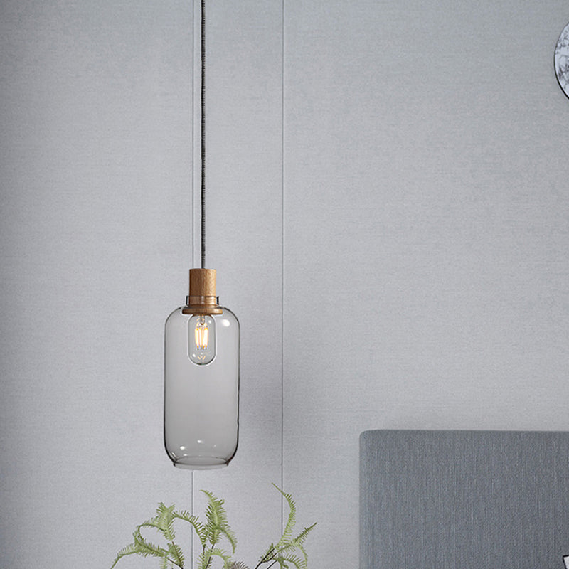 Jar Hanging Light Fixture Nordic 1 Light Clear Glass Bedroom Hanging Light Kit, 5"/6" Wide Clearhalo 'Ceiling Lights' 'Glass shade' 'Glass' 'Modern Pendants' 'Modern' 'Pendant Lights' 'Pendants' Lighting' 513032