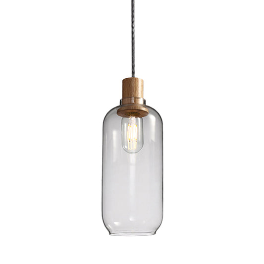 Jar Hanging Light Fixture Nordic 1 Light Clear Glass Bedroom Hanging Light Kit, 5"/6" Wide Clearhalo 'Ceiling Lights' 'Glass shade' 'Glass' 'Modern Pendants' 'Modern' 'Pendant Lights' 'Pendants' Lighting' 513033