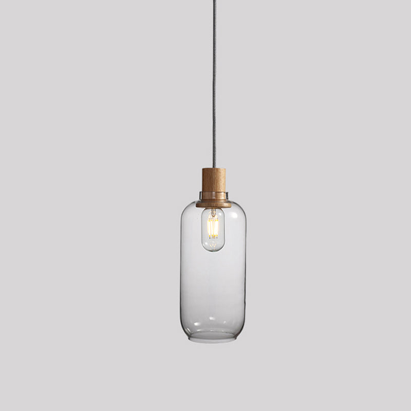 Jar Hanging Light Fixture Nordic 1 Light Clear Glass Bedroom Hanging Light Kit, 5"/6" Wide Clearhalo 'Ceiling Lights' 'Glass shade' 'Glass' 'Modern Pendants' 'Modern' 'Pendant Lights' 'Pendants' Lighting' 513034