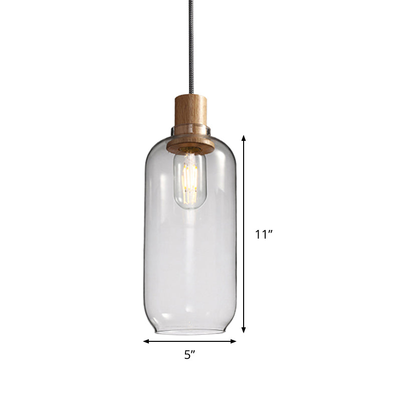 Jar Hanging Light Fixture Nordic 1 Light Clear Glass Bedroom Hanging Light Kit, 5"/6" Wide Clearhalo 'Ceiling Lights' 'Glass shade' 'Glass' 'Modern Pendants' 'Modern' 'Pendant Lights' 'Pendants' Lighting' 513035