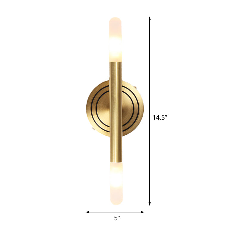 Slim Tube Wall-Mount Light Fixture Modern Nordic Style Metal 2 Heads Brass Sconce Lamp for Bedside Clearhalo 'Cast Iron' 'Glass' 'Industrial' 'Modern wall lights' 'Modern' 'Tiffany' 'Traditional wall lights' 'Wall Lamps & Sconces' 'Wall Lights' Lighting' 513040