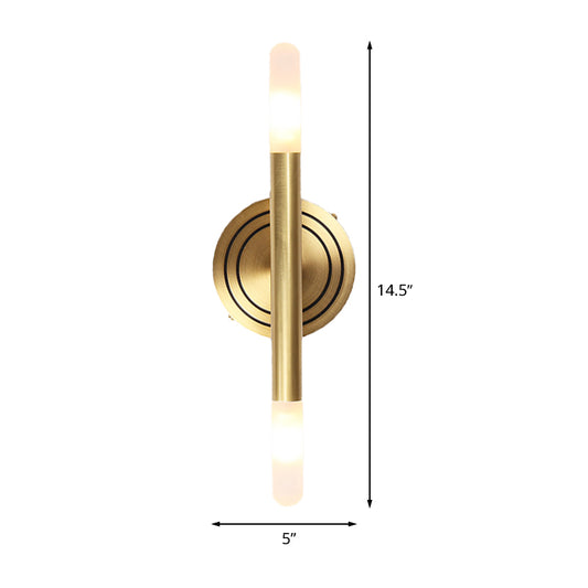 Slim Tube Wall-Mount Light Fixture Modern Nordic Style Metal 2 Heads Brass Sconce Lamp for Bedside Clearhalo 'Cast Iron' 'Glass' 'Industrial' 'Modern wall lights' 'Modern' 'Tiffany' 'Traditional wall lights' 'Wall Lamps & Sconces' 'Wall Lights' Lighting' 513040