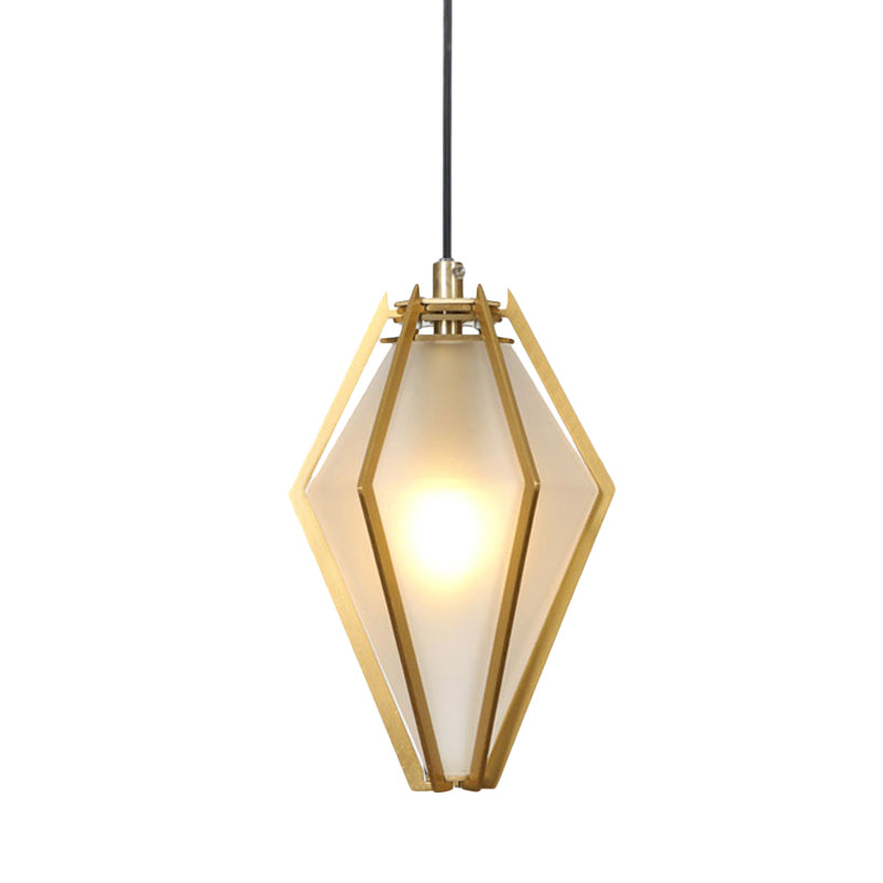 Diamond Office Room Pendant Light Green/White Glass 5"/6.5"/10" Wide 1 Light Modern Hanging Ceiling Light Clearhalo 'Ceiling Lights' 'Glass shade' 'Glass' 'Modern Pendants' 'Modern' 'Pendant Lights' 'Pendants' Lighting' 513058