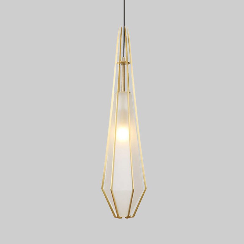 Diamond Office Room Pendant Light Green/White Glass 5"/6.5"/10" Wide 1 Light Modern Hanging Ceiling Light Clearhalo 'Ceiling Lights' 'Glass shade' 'Glass' 'Modern Pendants' 'Modern' 'Pendant Lights' 'Pendants' Lighting' 513064